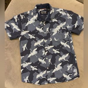 Rebel James & Charli RJ&C Blue Button Up Crane Short Sleeve Shirt Men's Size S